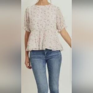 Babydoll, Coquette, Cottagecore Ruffle Paper Crane Floral Blouse